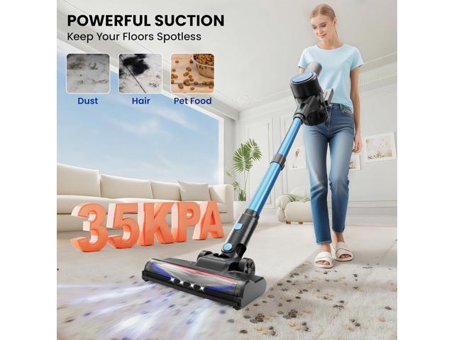 Cordless Vacuum Cleaner with 35Kpa Suction, Battery Vacuum Cleaner with LED Headlight & Anti-Tangle Brush, 6in1 Lightweight Cordless Vacuum for...
