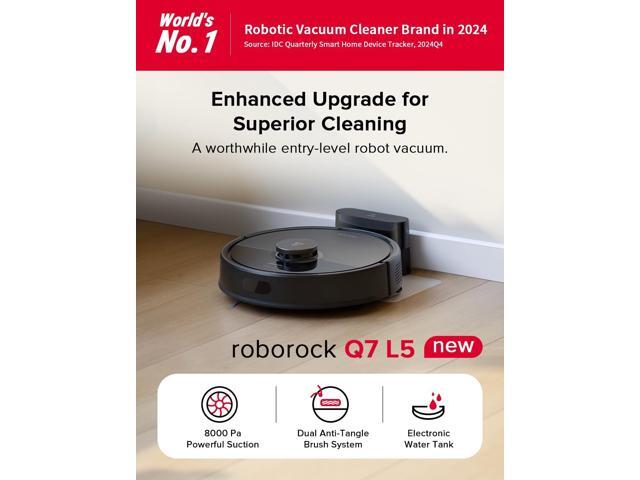 roborock Q7 L5 Robot Vacuum and Mop Combo, 8,000Pa Suction, Upgraded from Q5 Pro, Dual Anti-Tangle System, LiDAR Navigation, Multi-Level Mapping,...