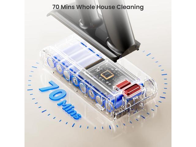 Cordless Vacuum Cleaner, 580W 48KPA 70Mins Vacuum Cleaners for Home, Self-standing Stick Vacuum with Aromatherapy, Anti-Tangle Brush, Wall Mount...