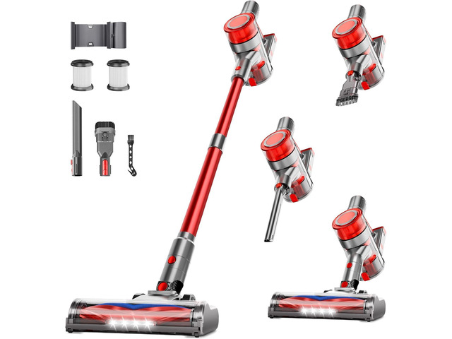 Cordless Vacuum Cleaner, Powerful Stick Vacuum Cleaner for Home with Rechargeable Battery, 6-in-1 Lightweight Handheld Vacuum, 45 Mins Runtime for...