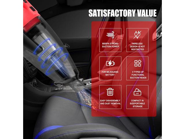120W Cordless Vacuum Cleaner Compatible with Milwaukee 18V Battery (No Battery), Handheld Vacuum for Home, Boat, Workshop, Car, Pet Hair,...