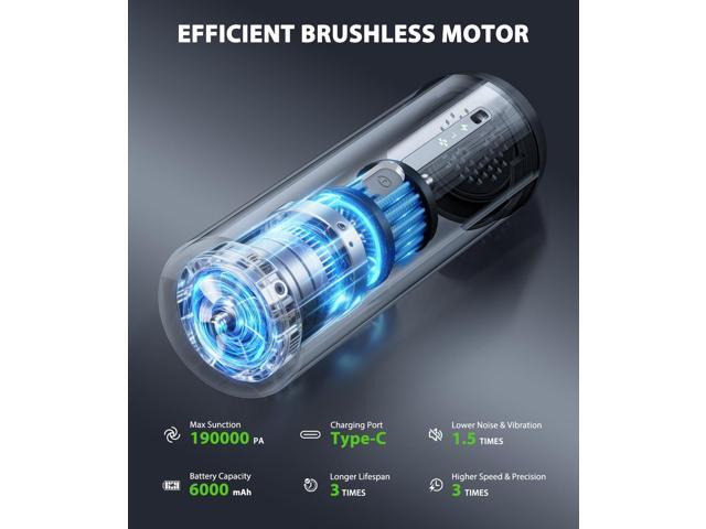 Car Vacuum Portable Cordless Handheld Vacuum Cleaner 4-in-1 Mini Cordless Vacuum with 2 Suction Modes and 16800pa Suction Power Blowing & Inflating...