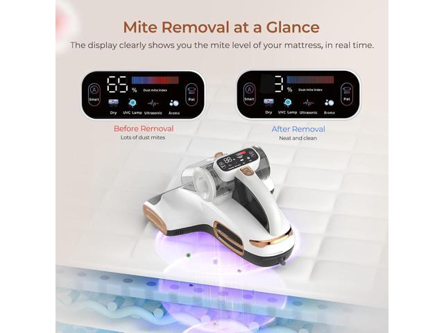 Mattress Vacuum Cleaner with UV-C Light, 15Kpa Suction 700W Powerful Double-Cup Handheld Vacuums, Bed Cleaner with Smart Dust Sensor, Ultrasonic,...