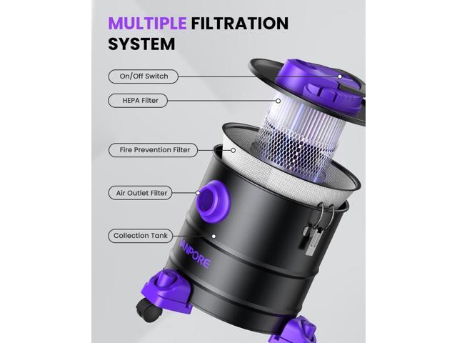 Ash Vacuum for Pellet Stoves: 5.2 Gallon Fireplace Ash Vac with 1200w Powerful Suction & Wheeled Base - Ash Vacuum Cleaner for Fireplaces, Pellet...