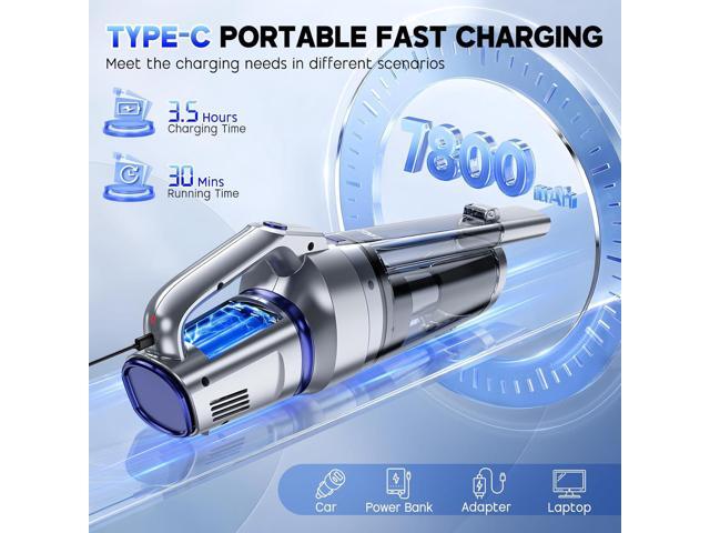 JONYJ Handheld Vacuum Cordless, 16000PA Strong Suction Hand Held Car Vacuum Cleaner, Portable Hand Vacuum Rechargeable with Multi-Nozzles & LED...