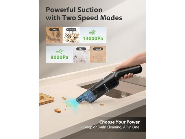 Handheld Vacuum Cleaner, Cordless & Rechargeable, 15KPa Powerful Suction, 30-Min Runtime, 500ML Dust Cup, for Pet Hair/Car/Home Blue