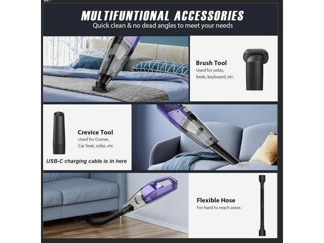 Handheld Vacuum Cordless Car Vac Portable with 8KPA & Multi Accessories & Low Noise, Lightweight Hand Held Vacuum Cordless Rechargeable for...