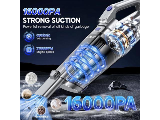JONYJ Handheld Vacuum Cordless, 16000PA Strong Suction Hand Held Car Vacuum Cleaner, Portable Hand Vacuum Rechargeable with Multi-Nozzles & LED...