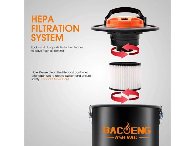BACOENG Ash Vacuum for Pellet Stoves, 4 Gallon Ash Vac, Ash Vacuum Cleaner for Fireplaces, Wood Stove, Pellet Grill