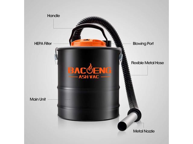 BACOENG Ash Vacuum for Pellet Stoves, 4 Gallon Ash Vac, Ash Vacuum Cleaner for Fireplaces, Wood Stove, Pellet Grill