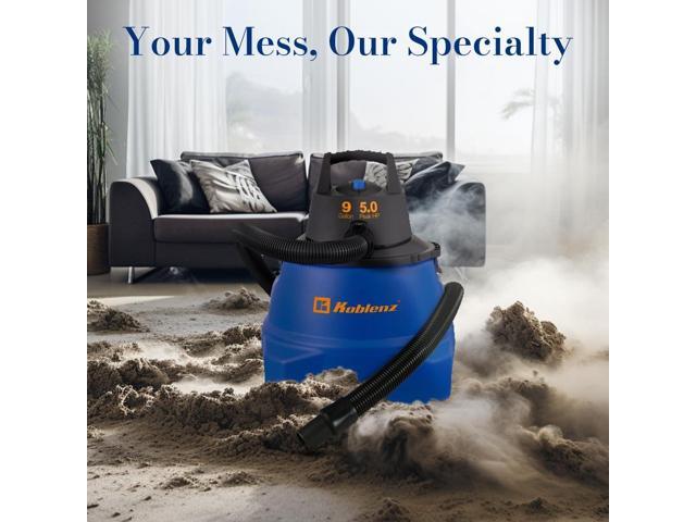 Koblenz Wet Dry Vacuum Cleaner, 9.0 Gallon Tank, 5.0 HP Powerful Vacuum for Dry and Wet Messes, Vacuum Cleaner and Blower, Accessories Included,...