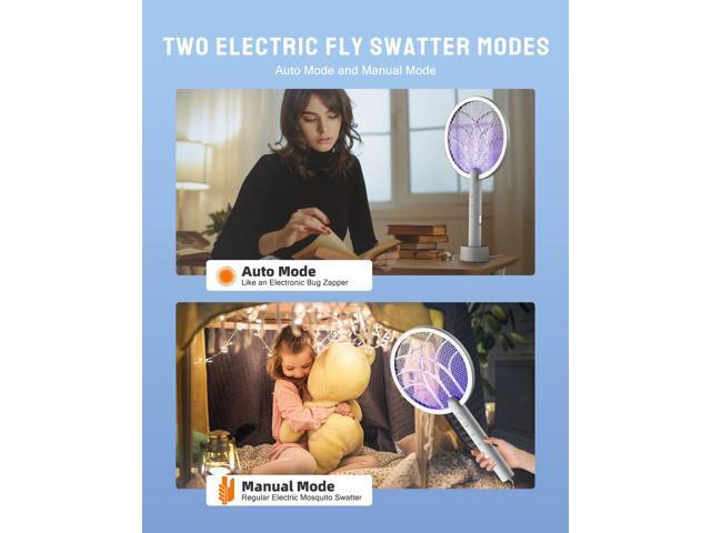 Electric Fly Swatter Racket, Mosiller 2 in 1 Smart Bug Zapper & Power Take Off Generators with USB Rechargeable Base, Powerful Mosquitoes Trap Lamp...