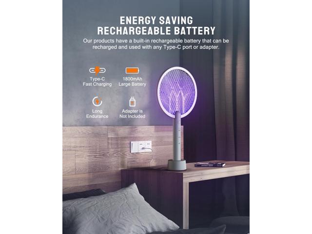 Electric Fly Swatter Racket, Mosiller 2 in 1 Smart Bug Zapper & Power Take Off Generators with USB Rechargeable Base, Powerful Mosquitoes Trap Lamp...