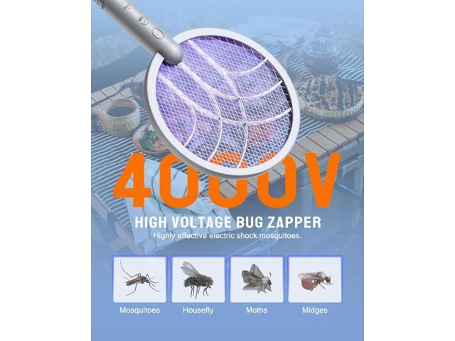 Electric Fly Swatter Racket, Mosiller 2 in 1 Smart Bug Zapper & Power Take Off Generators with USB Rechargeable Base, Powerful Mosquitoes Trap Lamp...