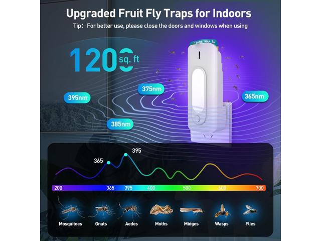 Fruit Fly Trap for Indoors with 10 Refills, 2 in 1 Fly Trap Indoor with Night Light for Home, Gnat Traps for House Indoor, Plug-in Insect Trap for...