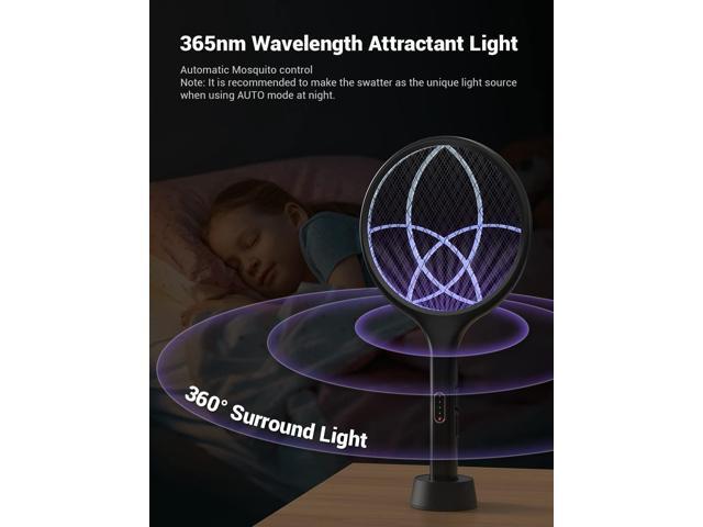 YISSVIC Electric Fly Swatter Bug Zapper Racket Dual Modes Mosquito Killer with Purple Mosquito Light Rechargeable for Indoor Home Office Backyard...