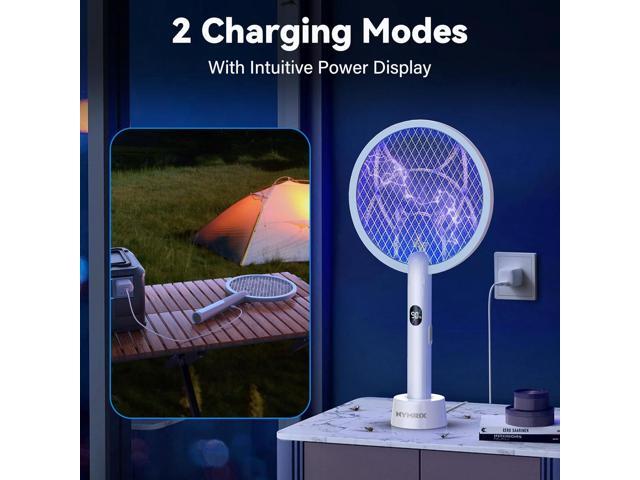Electric Fly Swatter Racket, 2 in 1 Mosquito Bug Zapper 4100V Handheld Mosquito Killer with 1800 mAh Rechargeable Battery, Purple Light and 3-Layer...