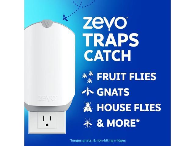 Zevo 2 Flying Insect Traps & 2 Refill Cartridges - Plug in Fly Trap & Indoor Bug Catcher for Gnats, House & Fruit Flies - Blue & UV Light...
