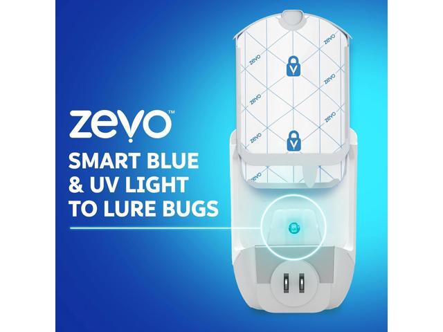 Zevo 2 Flying Insect Traps & 2 Refill Cartridges - Plug in Fly Trap & Indoor Bug Catcher for Gnats, House & Fruit Flies - Blue & UV Light...