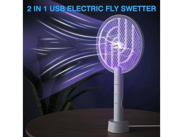 PALONE Electric Fly Swatter 3000V Bug Zapper Racket 2 in 1 Fly Swatter with 1200mAh Battery Rechargeable Mosquito Killer Lamp with 3 Layers Safety...