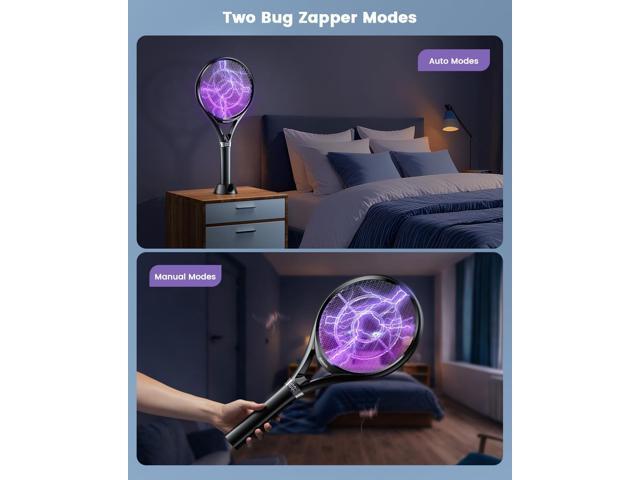 Minimoon Electric Fly Swatter with LED Display, 2000mAh Rechargeable Fly Swatter Racket, 2500V Bug Zapper Racket Dual Modes, Mosquito Killer Lamp...