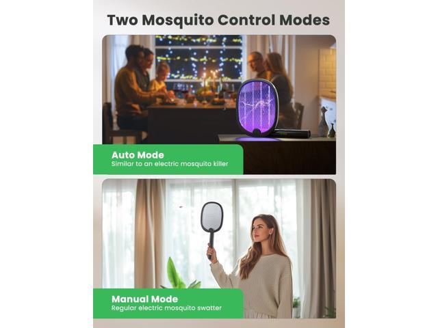 YISSVIC Electric Fly Swatter Foldable Bug Zapper Racket 2 in 1 Mosquito Killer with Attractant Light Rechargeable 1800mAh for Indoor Home Backyard...