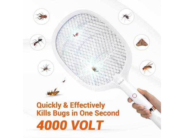 Electric Fly Swatter Racket, Rechargeable Fly Zapper - 4000 Volt, Exclusive 2-in-1 Bug Zapper Racket - USB Charging, 1800mAh Li-Battery, Indoor &...