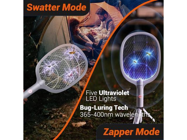 Electric Fly Swatter Racket, Rechargeable Fly Zapper - 4000 Volt, Exclusive 2-in-1 Bug Zapper Racket - USB Charging, 1800mAh Li-Battery, Indoor &...
