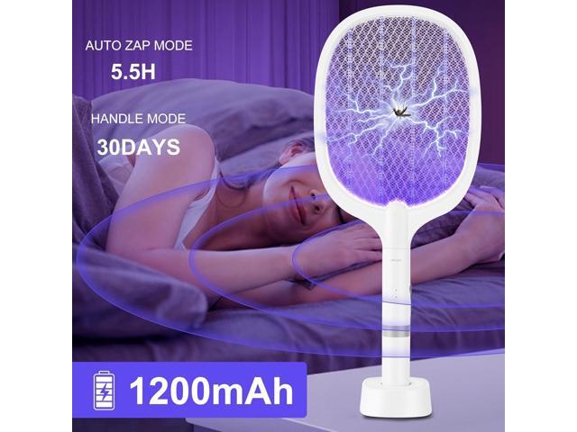 Electric Fly Swatter Racket, 4000V Bug Zapper Racket Rechargeable Fly Zapper Dual Modes Mosquito Swatter Portable with Purple Light & 3-Layer...