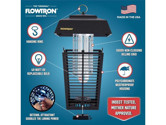 Flowtron Bug Zapper, 1 Acre of Outdoor Coverage with Powerful 40W Bulb & 5600V Instant Killing Grid, Electric Insect, Fly & Mosquito Zapper, Made...