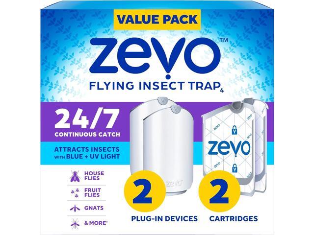 Zevo 2 Flying Insect Traps & 2 Refill Cartridges - Plug in Fly Trap & Indoor Bug Catcher for Gnats, House & Fruit Flies - Blue & UV Light...