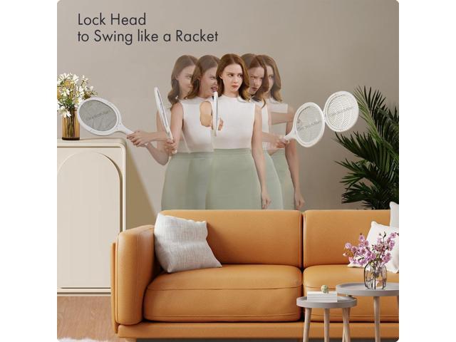 2-Pack GeckoMan Rotating Head Electric Fly Swatter Racket Rechargeable Bug Zapper Racket Bug Zapper Indoor Fly Zapper Mosquito Zapper Flies Killer...