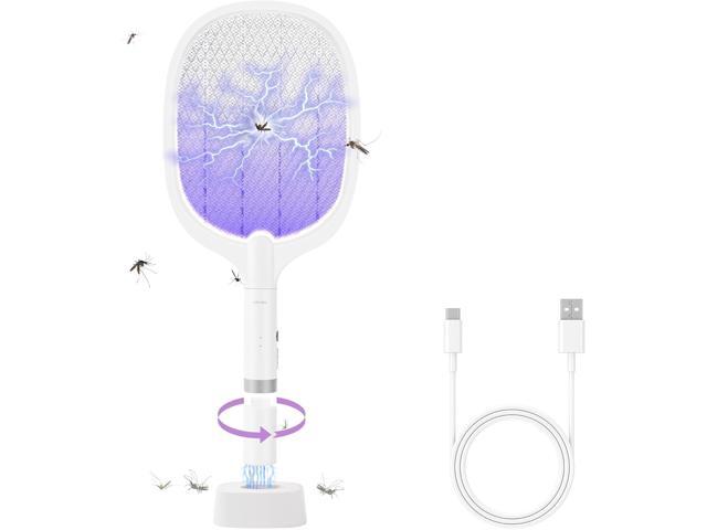 Electric Fly Swatter Racket, 4000V Bug Zapper Racket Rechargeable Fly Zapper Dual Modes Mosquito Swatter Portable with Purple Light & 3-Layer...
