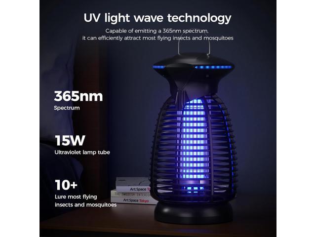 Outdoor Bug Zapper with LED Light - Electric Mosquito Killer Fly Trap Insect Zapper Outdoor and Indoor for Home Kitchen, Patio, Backyard