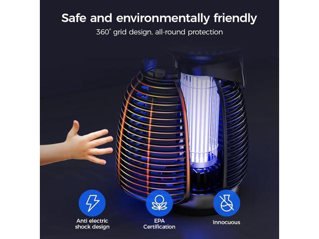 Outdoor Bug Zapper with LED Light - Electric Mosquito Killer Fly Trap Insect Zapper Outdoor and Indoor for Home Kitchen, Patio, Backyard