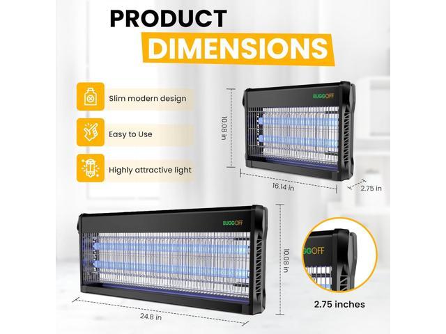 BUGGOFF Indoor Black Modern Electric Bug Zapper, 800 SQFT Coverage, 3500 Volts of Stunning Power, 20 Watts, Kills Mosquitos Gnats, Flys & More. 10...