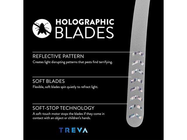 Treva Bug Fan Fly Repellent/Deterrent with Holographic Blades to Clear Bugs, Mosquitoes, and Flies, Battery Powered Fly Fan