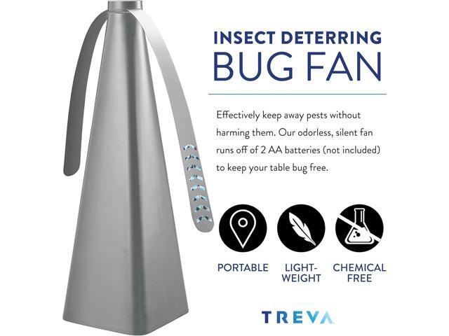 Treva Bug Fan Fly Repellent/Deterrent with Holographic Blades to Clear Bugs, Mosquitoes, and Flies, Battery Powered Fly Fan