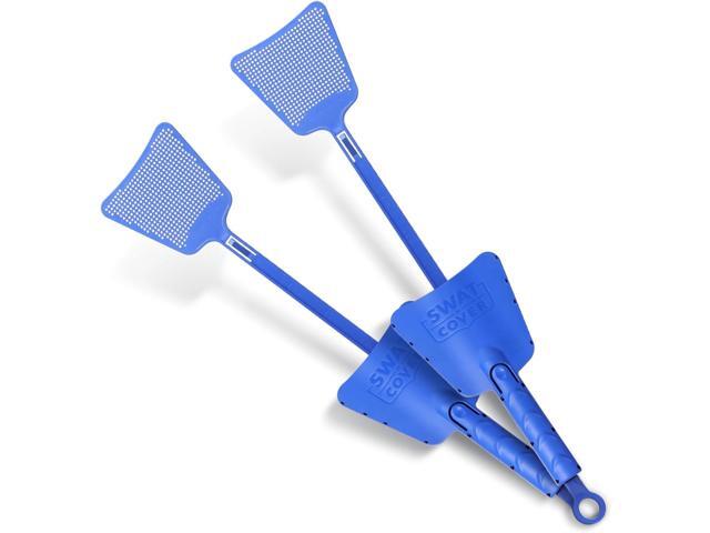 Improved Fly and Bug Swatter w/Integrated Cover, Flexible Bug Smasher for Flies and Bugs Swatting, Surface-Friendly Design, Adjustable Racket...