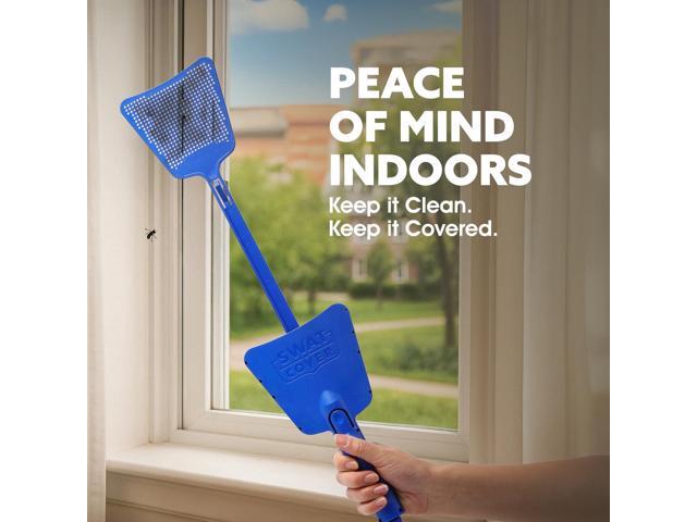 Improved Fly and Bug Swatter w/Integrated Cover, Flexible Bug Smasher for Flies and Bugs Swatting, Surface-Friendly Design, Adjustable Racket...