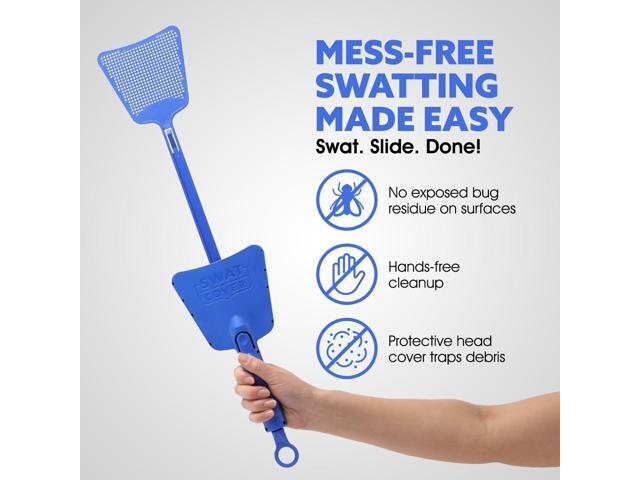 Improved Fly and Bug Swatter w/Integrated Cover, Flexible Bug Smasher for Flies and Bugs Swatting, Surface-Friendly Design, Adjustable Racket...