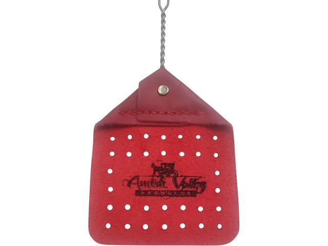 Amish Valley Products Leather Fly Swatter Handcrafted Wire Handle Flyswatter Choice of Color (Red)