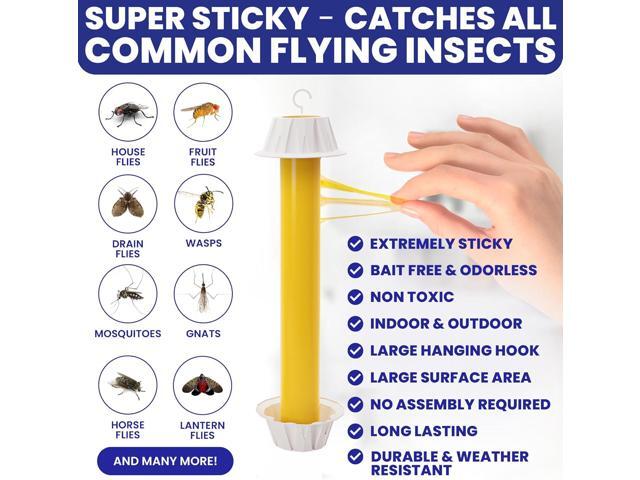 Fly Stick Sticky Fly Traps for Indoors Outdoor 6pk. Non-Toxic Super Sticky Hanging Flies Catcher Paper Tape Strips for Home. Catches All Bugs and...