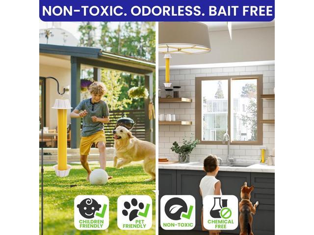 Fly Stick Sticky Fly Traps for Indoors Outdoor 6pk. Non-Toxic Super Sticky Hanging Flies Catcher Paper Tape Strips for Home. Catches All Bugs and...