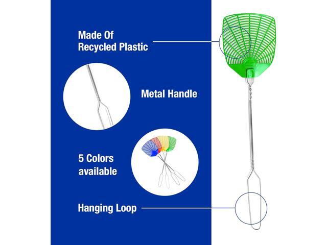 PIC Wire Metal Handle Fly Swatters (Colors May Vary), 12 Pack