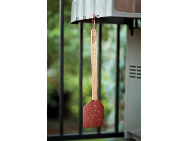 Outset 76616 Acacia Wood and Leather Amish-Style Fly Swatter, 17.5', Brown