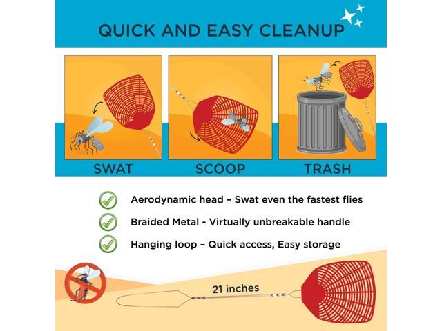 Bug & Fly Swatter Braided Metal Handle 6 Pack Fly Swatters Indoor/Outdoor flyswatter (21 inch - Set of 6)