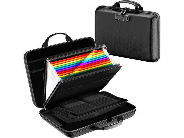 Fireproof Document Box, Hard Case Fireproof File Organizer with Lock and 13 Pocket Accordion File Folder, Portable Safe Box for Home Office Travel...