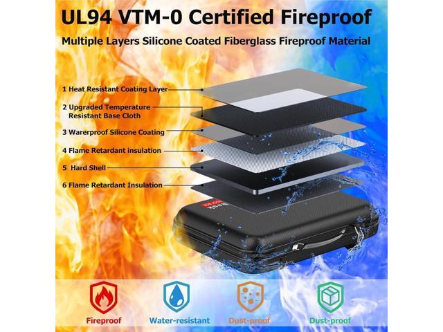Fireproof Document Box with Lock & Shoulder Strap - Waterproof Hard-Shell File Organizer with Pocket Accordion File Folder, Portable Fireproof Box...