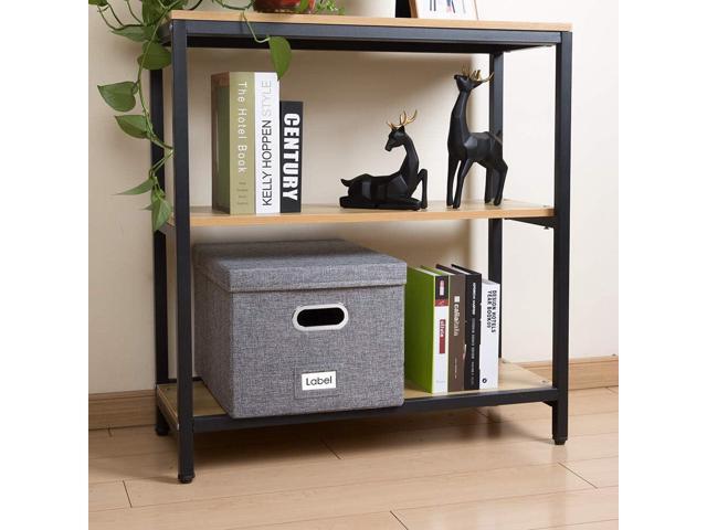 PRANDOM File Organizer Box - Set of 1 Collapsible Decorative Linen Filing Storage Hanging File Folders with Lids Office Cabinet Letter/Legal Size...